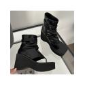 Blace Open Toe Chunky Heels Boots