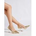 Metallic Hollow-out Pump Heels