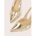 Metallic Hollow-out Pump Heels