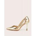 Metallic Hollow-out Pump Heels