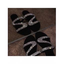 Pure Color Sequins Design Flat Slippers