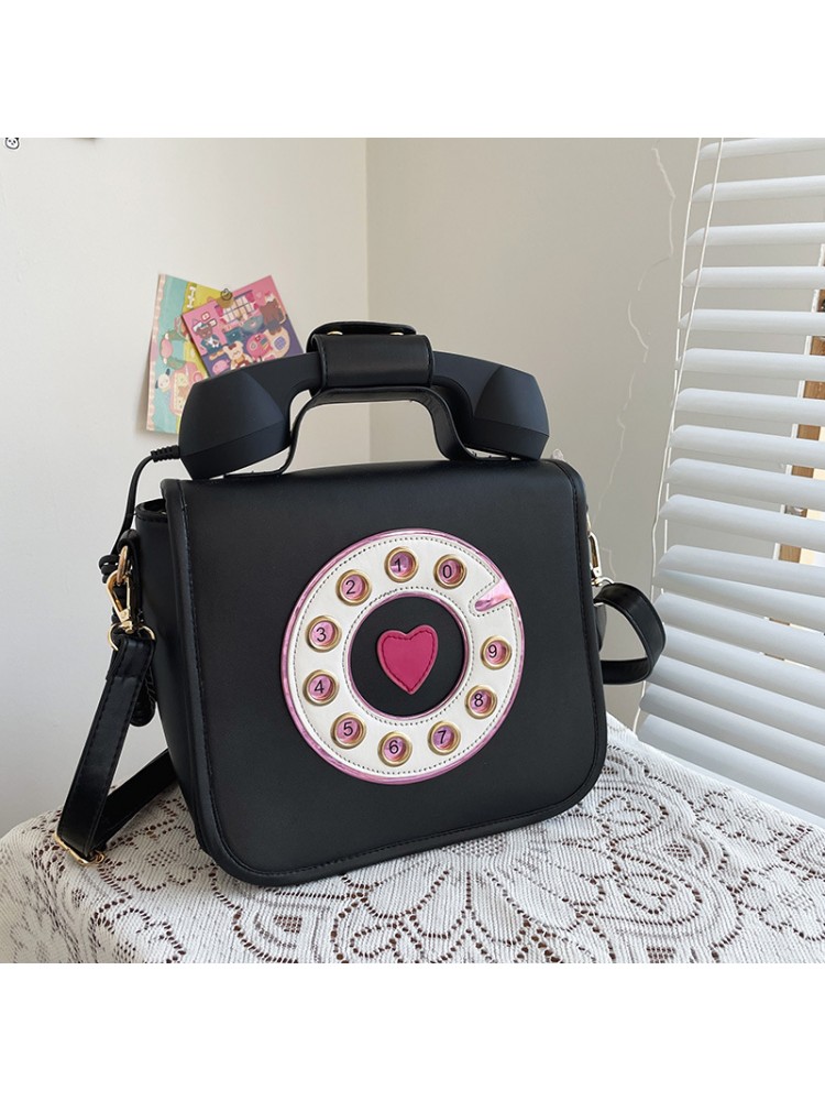 Telephone Model Patchwork PU Zipper Large Satchels